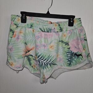 PINK Victoria's Secret Floral Athletic Shorts - Green and Pink